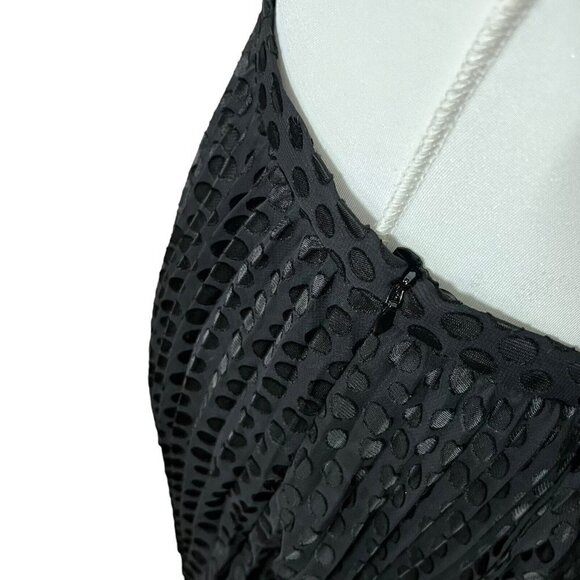 Akris Punto Dot Devore Midi Skirt Black Women’s Size 12 Pleated Tiered - Picture 9 of 13